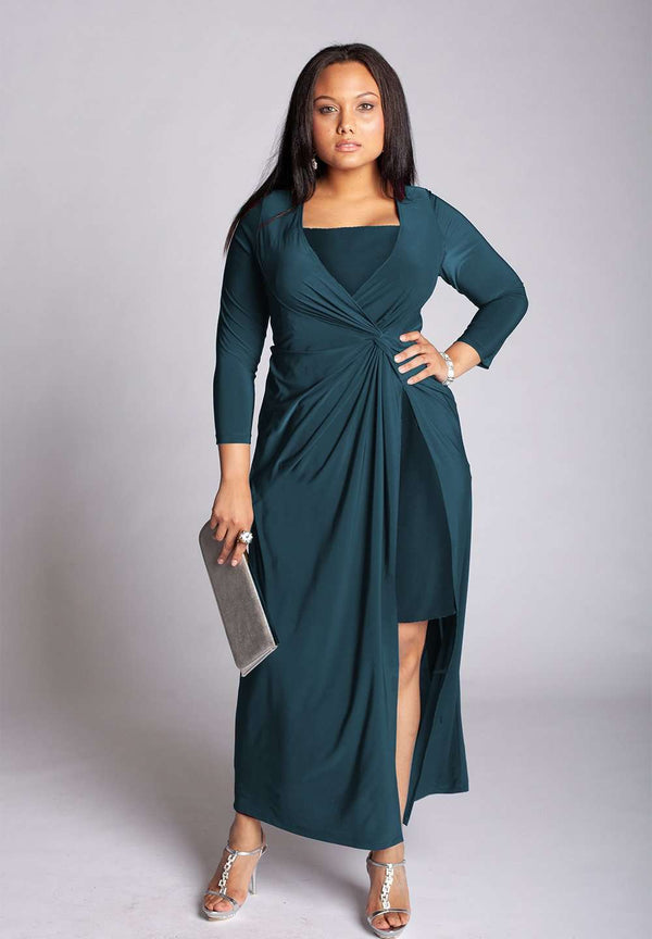Plus size wrap dress in teal | IGIGI.com