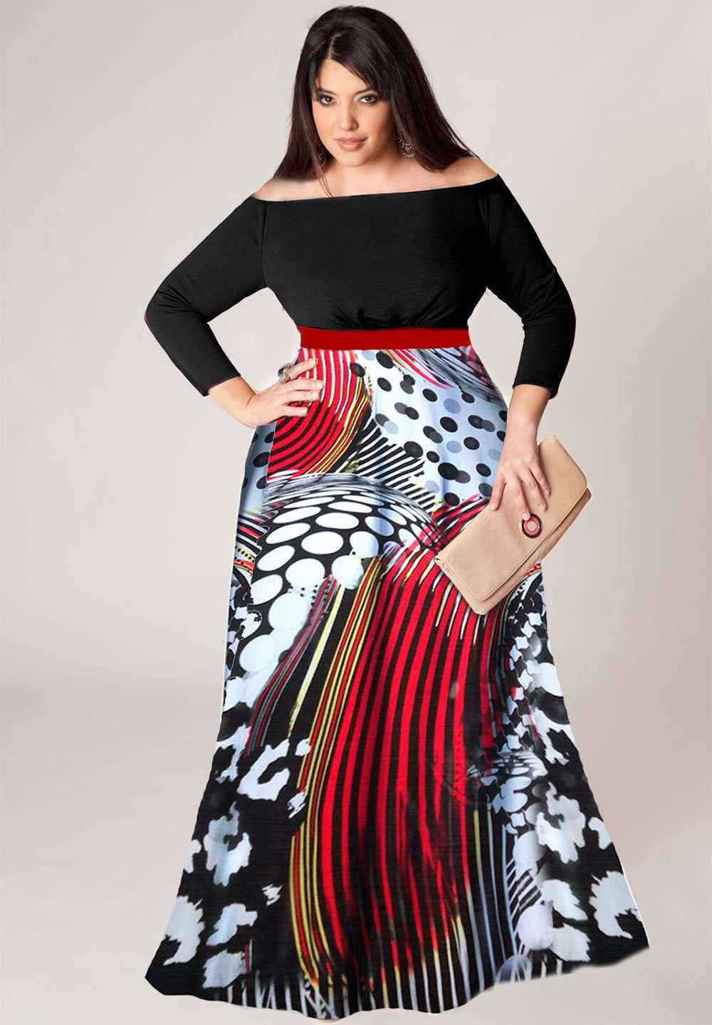 Black plus size dress with abstract print | IGIGI.com Black plus size dress with abstract print | IGIGI.com