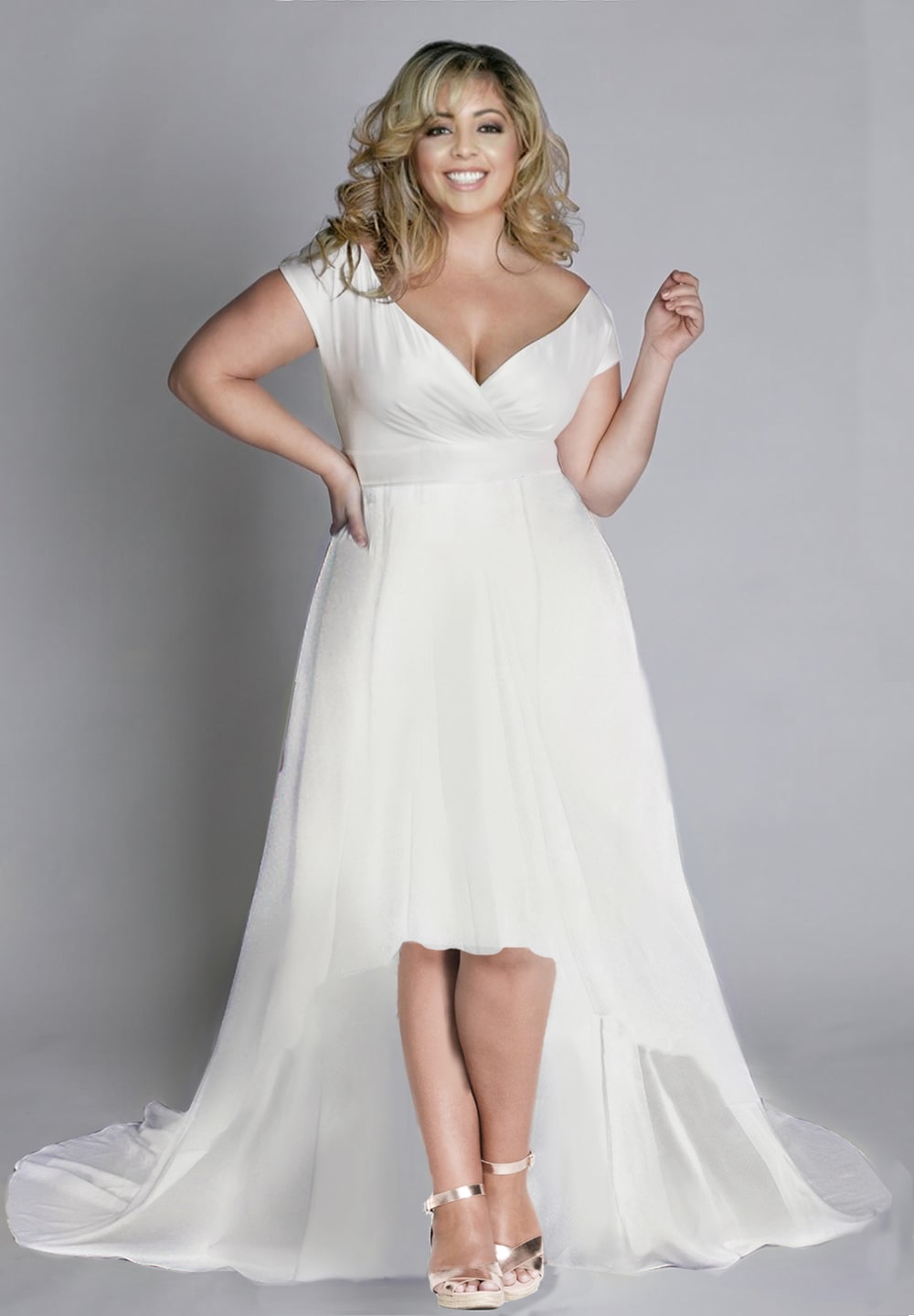 Light wedding dress with chiffon skirt