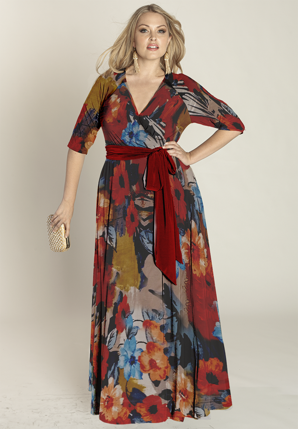 Plus size floral sales wrap maxi dress