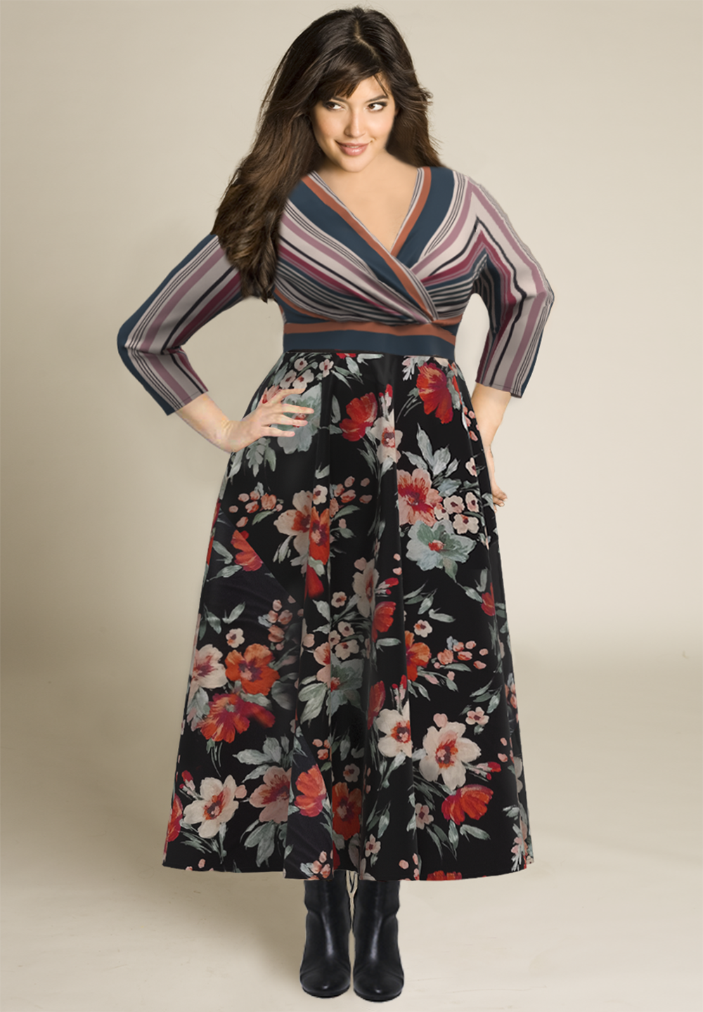 Floral print chiffon plus size dress | IGIGI.com Floral print chiffon plus size dress | IGIGI.com