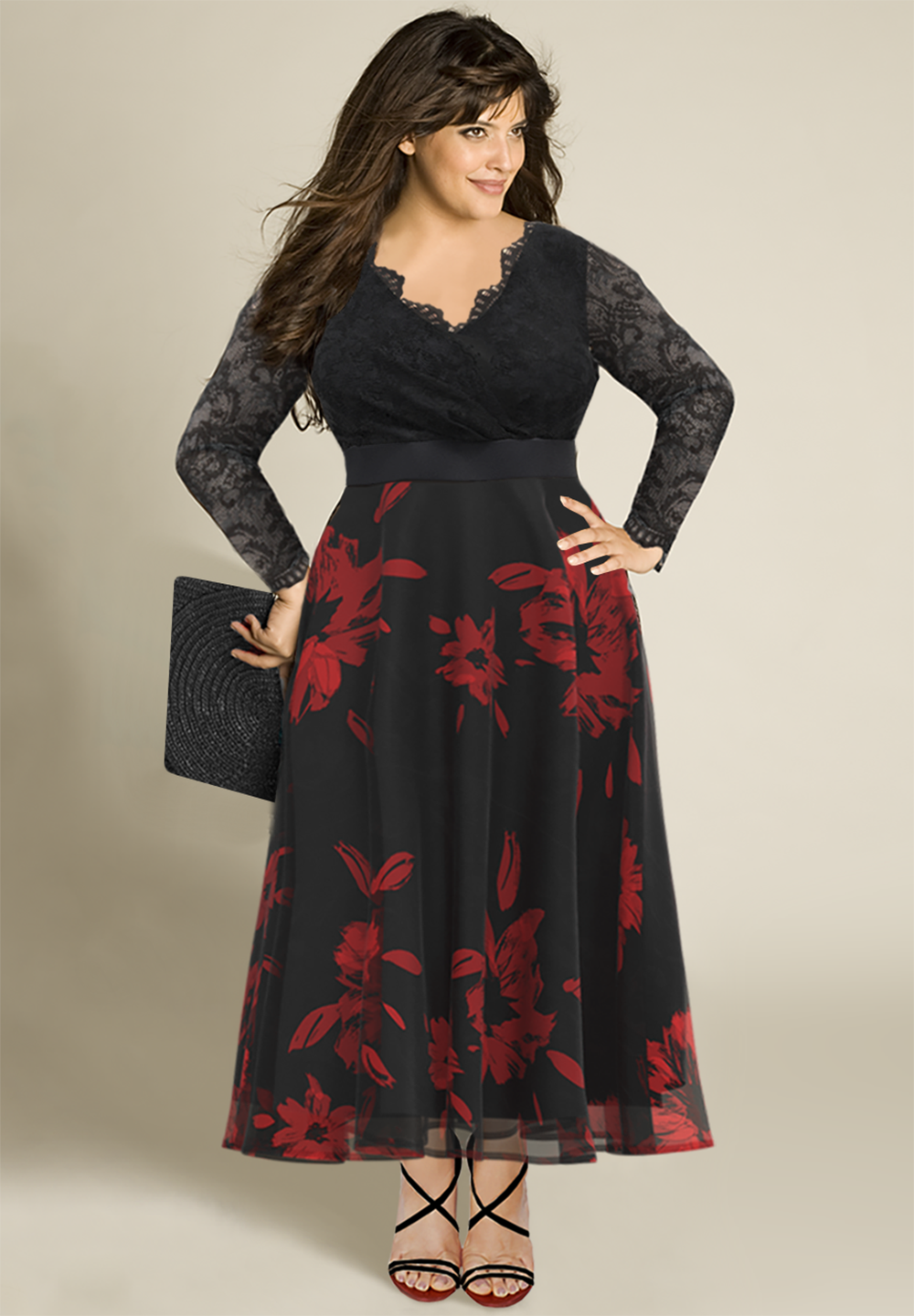 Red and black dress plus size discount
