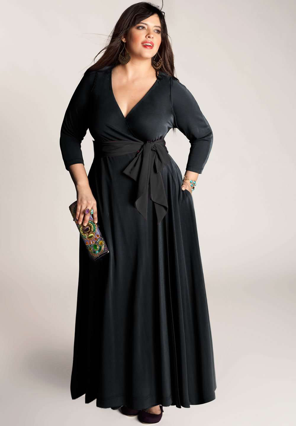 black dress for plus size women Amazing Snazzy Amazing-snazzy Sequin Women's Elegant Cloth, Evening Gown, Evening Dress, Party Dress, Formal Dress, Casual in a midi silhouette Plus size wrap Black dress