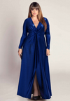Blue metallic plus size wrap dress 